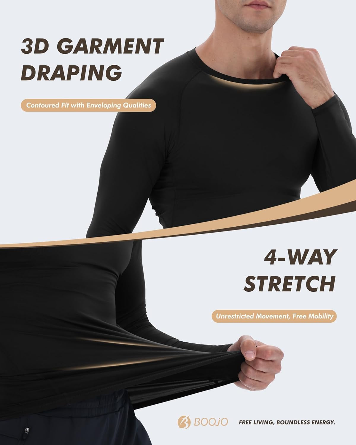 5 Pack Long Sleeve Compression Shirts for Men - Black Quick Dry Workout Base Layer Undershirt Top for Athletic Gym Running