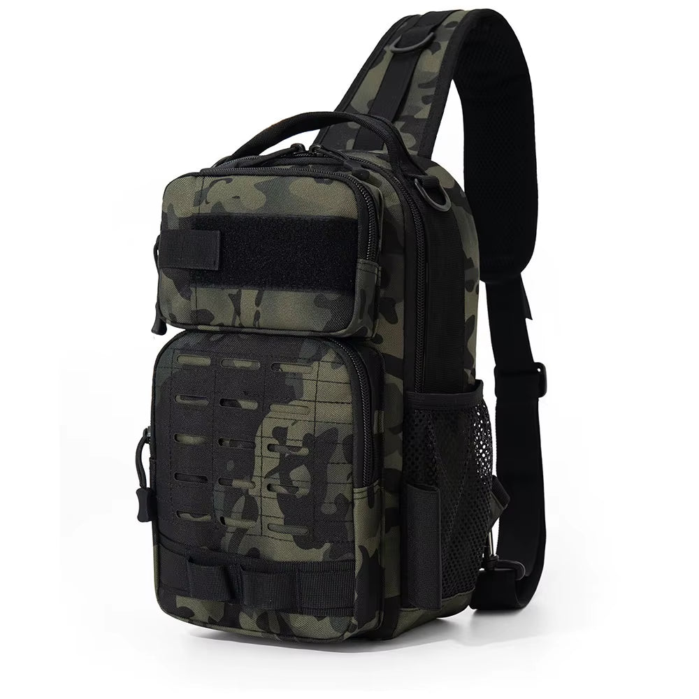 Tactical Climbing Chest Bag Backpack Accessories Lure Outdoor Fishing Camping Hiking Bag with Rod Holder Men Molle Fanny Pack