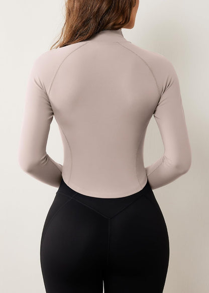 Women'S Workout Jacket Lightweight Zip up Cropped Yoga Jackets Slim Fit Athletic Tops with Thumb Holes